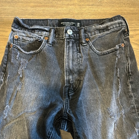 Abercrombie & fitch Black stone washed Ripped Jeans 28W 30 L - Picture 1 of 4